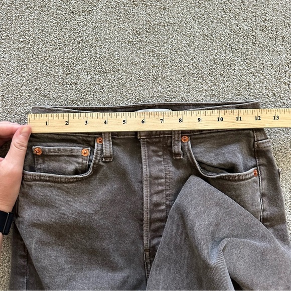 Re/Done Originals 70s Ultra‎ High Rise Stove Pipe Leg Washed Chocolate 24 - Picture 7 of 10